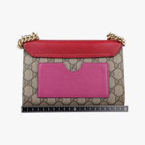 Pre-owned Gucci Padlock Beige×red×pink PVC coated canvas×Leather 409487 shoulderbag | stylenewstar