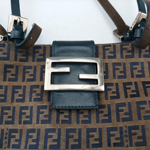 Vintage Fendi Zucchino Navy×Brown canvas×leather 8BR616 shoulderbag | stylenewstar