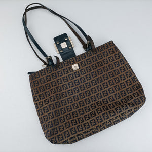 Vintage Fendi Zucchino Navy×Brown canvas×leather 8BR616 shoulderbag | stylenewstar