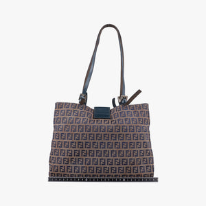 Vintage Fendi Zucchino Navy×Brown canvas×leather 8BR616 shoulderbag | stylenewstar