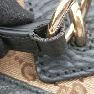 Pre-owned Gucci Guccissima Brown × Black Canvas×Leather 247279 shoulderbag | stylenewstar