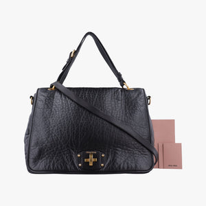 Pre-owned Miu Miu Madras Black Leather shoulderbag | stylenewstar