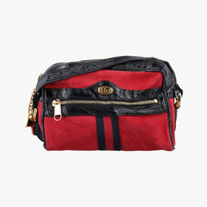 Secondhand Gucci OPHIDIA Black×red suede×Patent Leather 517350 shoulderbag | stylenewstar