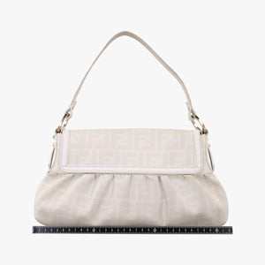 Pre-owned Fendi Tobacco Zucca Chef White PVC coated canvas 8BR445 handbag | stylenewstar