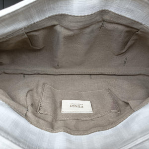 Pre-owned Fendi Tobacco Zucca Chef White PVC coated canvas 8BR445 handbag | stylenewstar