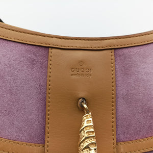 Pre-owned Gucci Tiger head Purple×beige Suede × leather 001.41 shoulderbag | stylenewstar