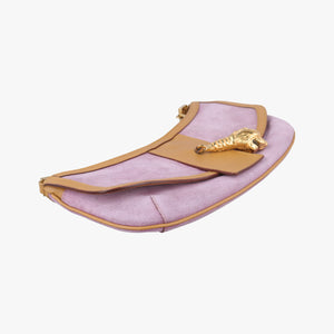 Pre-owned Gucci Tiger head Purple×beige Suede × leather 001.41 shoulderbag | stylenewstar