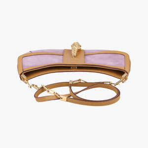 Pre-owned Gucci Tiger head Purple×beige Suede × leather 001.41 shoulderbag | stylenewstar