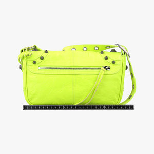 Pre-owned Balenciaga Le Cagole Neon Yellow lambskin shoulderbag | stylenewstar