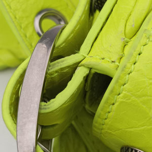 Pre-owned Balenciaga Le Cagole Neon Yellow lambskin shoulderbag | stylenewstar