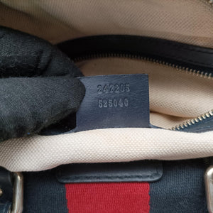 Pre-owned Gucci Sherry Line Navy×red×beige canvas×leather 247205 shoulderbag | stylenewstar
