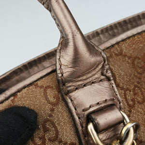 Pre-owned Gucci Heart Bit charm Golden×Brown canvas×leather 269955 handbag | stylenewstar