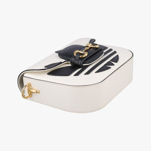 Pre-owned Gucci Adidas collaboration Horsebit 1955 White×Black Leather 658574 shoulderbag | stylenewstar