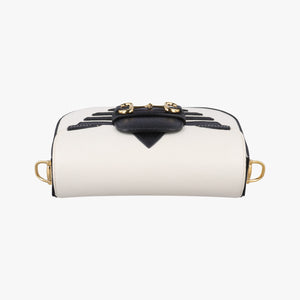 Pre-owned Gucci Adidas collaboration Horsebit 1955 White×Black Leather 658574 shoulderbag | stylenewstar