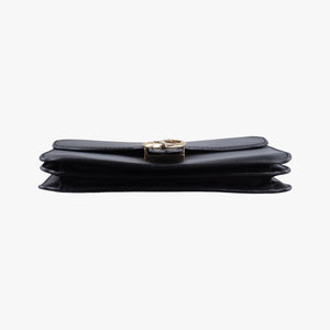 Pre-owned Gucci Interlocking 1973 Flap Black Leather 277522 shoulderbag | stylenewstar