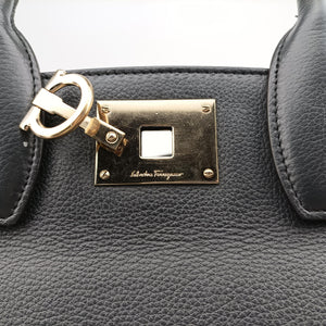 Pre-owned Ferragamo Studio Dark Gray Grained Calfskin shoulderbag | stylenewstar