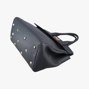 Pre-owned Ferragamo Studio Dark Gray Grained Calfskin shoulderbag | stylenewstar