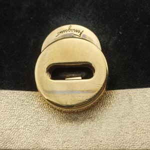 Pre-owned Ferragamo Vara Stripe Black× Gold×Silver Leather shoulderbag | stylenewstar