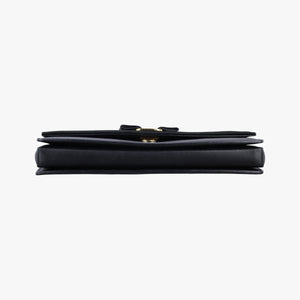 Pre-owned Ferragamo Vara Stripe Black× Gold×Silver Leather shoulderbag | stylenewstar