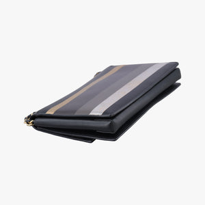 Pre-owned Ferragamo Vara Stripe Black× Gold×Silver Leather shoulderbag | stylenewstar