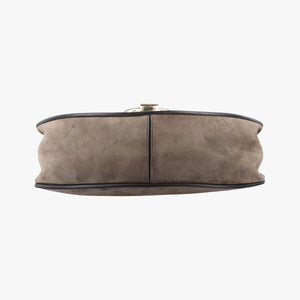 Secondhand Ferragamo Margot Grey×Taupe Mixed Suede × leather shoulderbag | stylenewstar