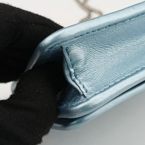 Pre-owned Prada Diagramme Blue Leather shoulderbag | stylenewstar