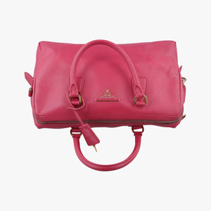 Pre-owned Prada Boston Pink SAFFIANO Leather BN1874 handbag | stylenewstar