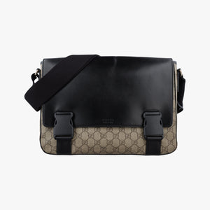Pre-owned Gucci GG Plus GG Supreme Beige×black PVC coated canvas×Leather 406367 shoulderbag | stylenewstar
