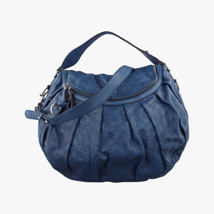 Pre-owned Gucci Icon Bit Blue Leather 228584 shoulderbag | stylenewstar