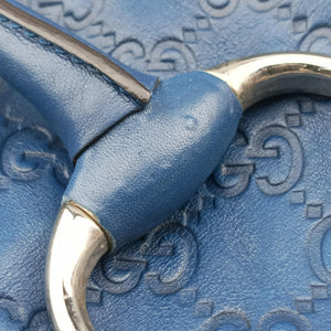 Pre-owned Gucci Icon Bit Blue Leather 228584 shoulderbag | stylenewstar