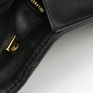 Pre-owned Ferragamo Vara Logo Ribbon Stripe Black Leather shoulderbag | stylenewstar