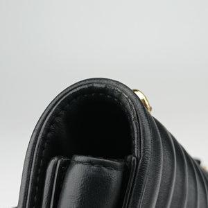 Pre-owned Ferragamo Vara Logo Ribbon Stripe Black Leather shoulderbag | stylenewstar