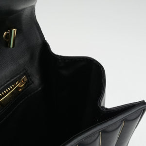 Pre-owned Ferragamo Vara Logo Ribbon Stripe Black Leather shoulderbag | stylenewstar