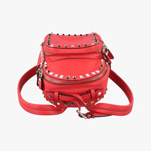 Pre-owned Valentino Rockstud Red Leather backpack/rucksack | stylenewstar