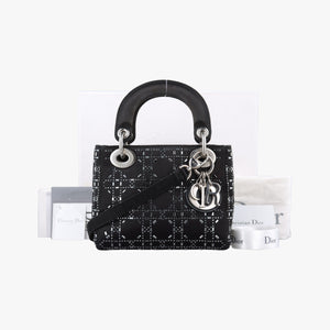 Pre-owned Christian Dior Lady Dior Black Silk shoulderbag | stylenewstar