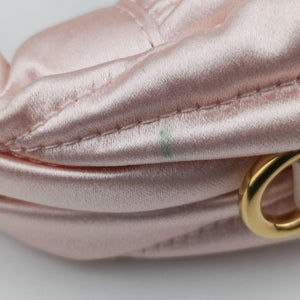 Pre-owned Miu Miu Wander Matelasse hobo Alabaster Pink Satin 5BC125 shoulderbag | stylenewstar