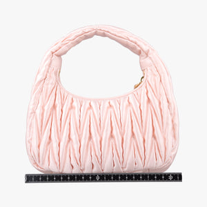 Pre-owned Miu Miu Wander Matelasse hobo Alabaster Pink Satin 5BC125 shoulderbag | stylenewstar