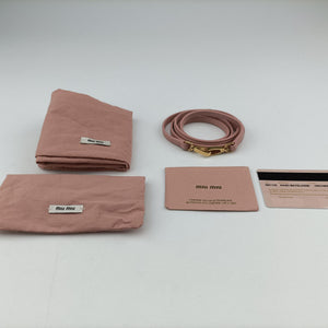 Pre-owned Miu Miu Wander Matelasse hobo Alabaster Pink Satin 5BC125 shoulderbag | stylenewstar