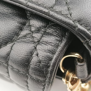 Pre-owned Christian Dior Lady Dior Cannage chain Black lambskin shoulderbag | stylenewstar