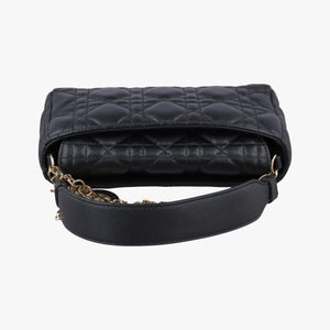 Pre-owned Christian Dior Lady Dior Cannage chain Black lambskin shoulderbag | stylenewstar