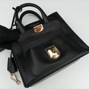 Vintage Balenciaga Padlock All Afternoon Black Leather shoulderbag | stylenewstar