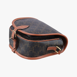 Pre-owned Celine FOLCO Triomphe Brown PVC coated canvas shoulderbag | stylenewstar