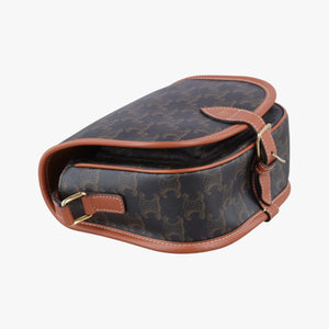 Pre-owned Celine FOLCO Triomphe Brown PVC coated canvas shoulderbag | stylenewstar