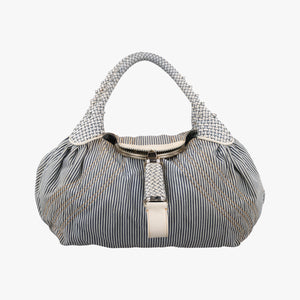 Pre-owned Fendi Spy Gray canvas×leather 8BR511 handbag | stylenewstar