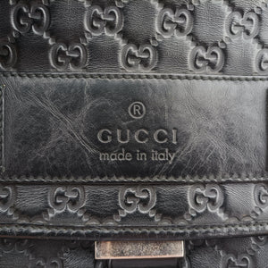 Pre-owned Gucci Guccissima Rubber Messenger Black Leather 246067 shoulderbag | stylenewstar