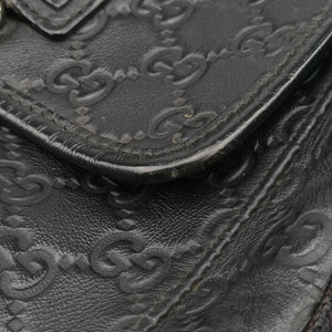 Pre-owned Gucci Guccissima Rubber Messenger Black Leather 246067 shoulderbag | stylenewstar