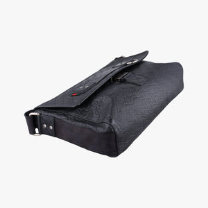 Pre-owned Gucci Guccissima Rubber Messenger Black Leather 246067 shoulderbag | stylenewstar