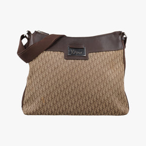 Pre-owned Christian Dior Street Chic Messenger Brown ×Beige Jacquard Canvas×Leather shoulderbag | stylenewstar