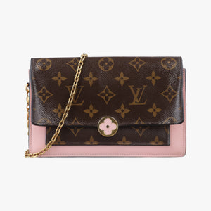 Pre-owned Louis Vuitton Portefeuille FLORE Chain brown×ROSE BALLERIN Monogram Canvas×calf leather M67405 shoulderbag | stylenewstar