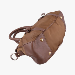 Secondhand Prada Tessuto Nappa Gaufre Satchel Rovere Brown nylon×Leather shoulderbag | stylenewstar